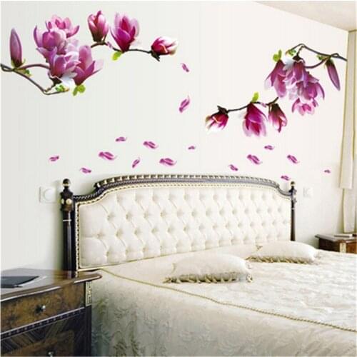 Beautiful Flower Wall Stickers Living Bedroom Decorations DIY Flowers PVC Home Decals Mural Arts Poster 2021