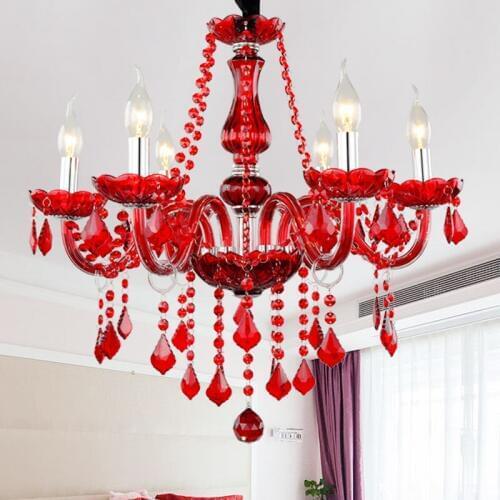 Red Crystal Chandelier Lighting Luxury Crystal Light Modern chandelier For Living room bedroom E14 Decor Light Fixtures Lustres