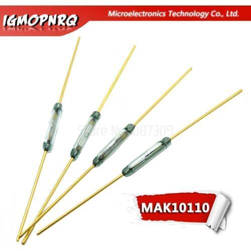 10pcs MKA10110 1.8*10mm Magnetic Control Switch Green Glass Reed Switches Glass Normally Open NO Contact For Sensors
