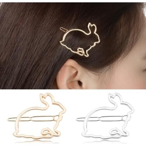 Fashion Korean Version Of The Hollow Metal Cute Rabbit Animal Hair Clip Cartoon Hair Accessories For Women Girls