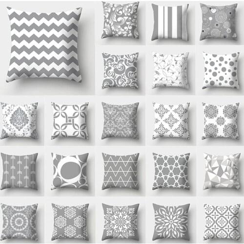 Gray Geometric Cushion Cover Mandala Decorative Sofa Cushions Pillow Covers Throw Pillows 45*45 Polyester Pillowcase Home Decor