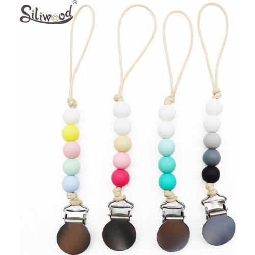 New Baby Toys Pacifier Clips Nipple Dummy Holder Silicone Beads Gradient Teether Mini Lovely Children Gifts Bebes Accesorios