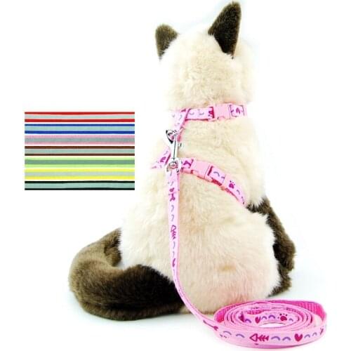 Cat Dog Collar Harness Leash Traction Rope Chest Strap Pet Safe Gentle Leader Come With Kitten Harness Reflective Drop Shipping
