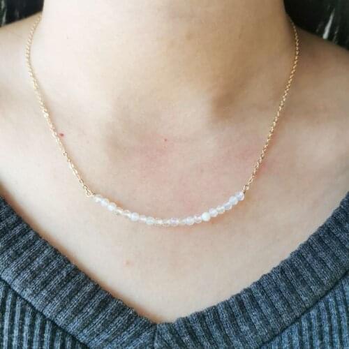 Hand Made Faceted White Opal Natural Stone Choker 14K Gold Filled Chain Gemstones Necklace For Women Girl Gift Bohemia Jewelry