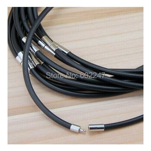 Genuine 1.5mm Black Rubber Cord, Wholesales Necklace Cord Findings, 50pcs/lot