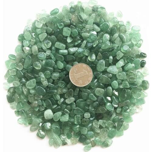 Drop shipping 50g 7-9mm Natural Polished Green Strawberry Gravel Quartz Tumbled Gemstones Natural Stones and crystals