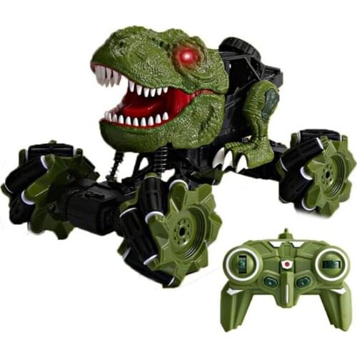 RC Buggy 360 Degree Rotating Drift Simulation Dinosaur Toy Car 4Wd Bigfoot Climbing Spray Stunt Car Gift for Children
