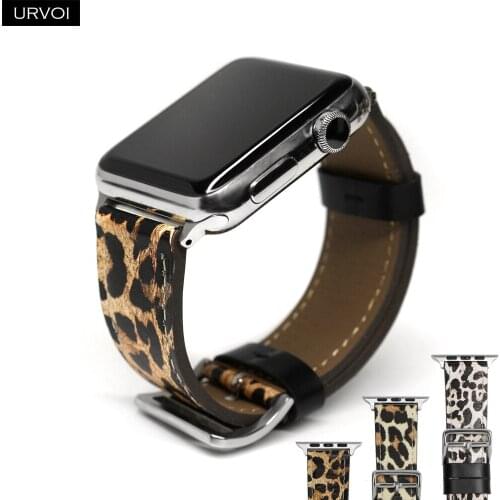 URVOI band for Apple Watch real leather strap for iwatch series 6 SE 5 4 3 2 1leopard print pattern 38 42 40 44mm comfortable