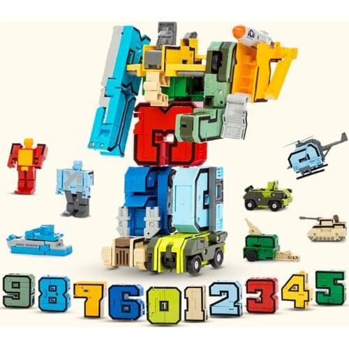 Transformation Robot Assembling Building Blocks Number Deformation Robot Educational Action Figure Toys for Children Gifts Anime