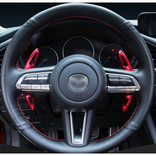 Car Steering Wheel Shift Paddle Extension Shifter for Mazda CX30 CX-30 2020 2021 Aluminum Alloy Red Protection Cover Accessories