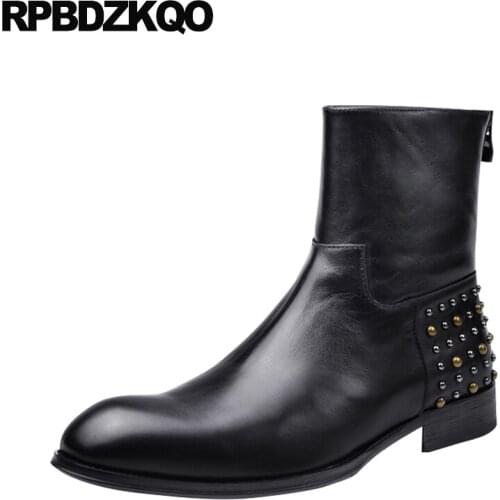 Brogue Ankle High Sole Oxford Platform Dress Shoes Pointed Toe Booties Thick Soled Mens Black Patent Leather Boots Wedge Wingtip