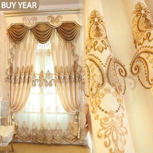 European Style Curtains for Living dining Room Bedroom Embroidery Curtains Decoration Accessories Finished Product Customization