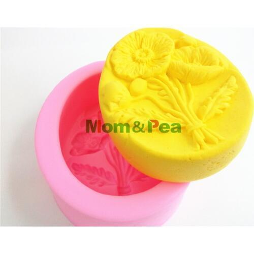 Mom&Pea 0399 Free Shipping Flower Silicone Soap Mold Cake Decoration Fondant Cake 3D Mold Food Grade Silicone Mould
