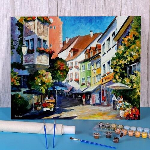 Sunny Meersburg, Germany Painting By Numbers Set Oil Paints 40*50 Boards By Numbers Handmade Adults Drawing