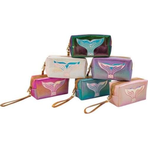 Mermaid Laser Makeup Bag PU Cosmetic Bag Creative Storage Pouch Handle Waterproof Travel Wash Bags Handbag Wallet SN691