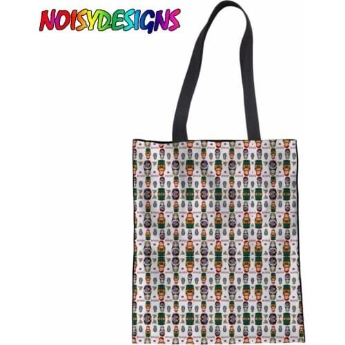 Women Bag Canvas Handbag Female Russia Matryoshka Dolls Lady Shoulder Bag for Girls Travel Totes Summer Beach Bags School Bags