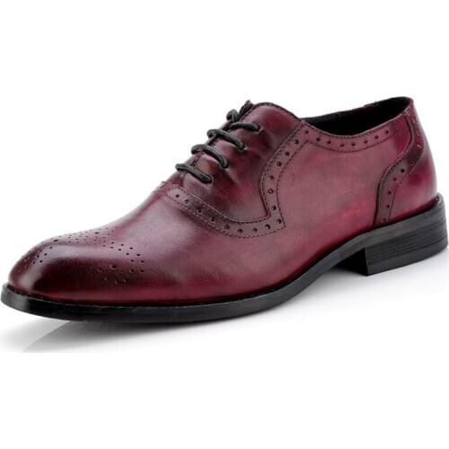 Luxury Men Genuine Leather Shoes Brogue Carving Oxfords Shoes Square Toe Formal Dress Wedding Party Shoes Business Office Shoes