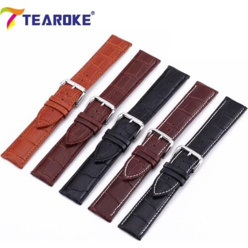 Universal Leather Watchband 12 14 16 19 18mm 20mm 22mm 24mm Stainless Steel Clasp Buckle Replace Band Strap Watch Accessories