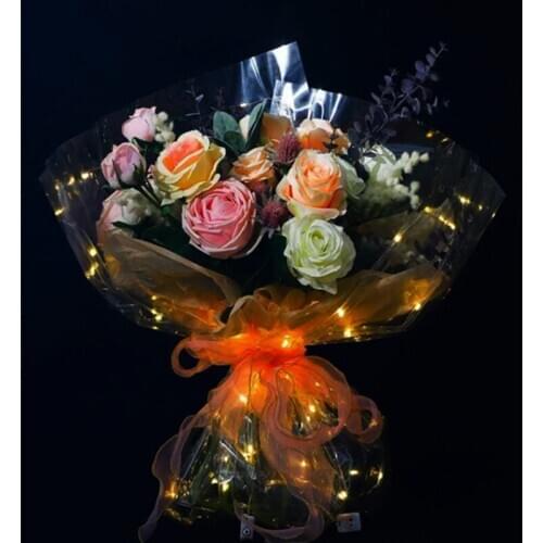 Flower Bouquet Wrapping Paper with LED Twinkle Light 60*60cm Fashion Luminous Paper