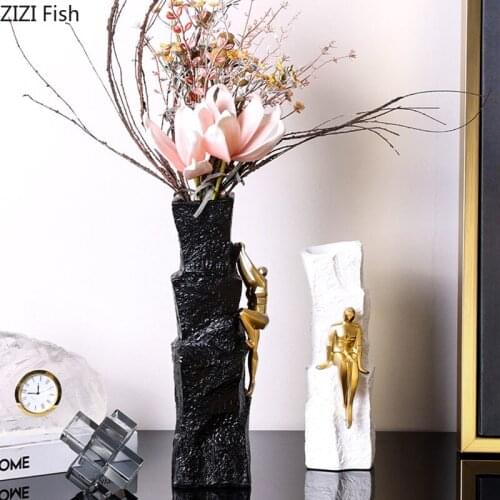 Rock Climber Character Resins Vase Sandstone Texture Flower Pots Decorative Ornaments Floral Flowers Vases Nordic Home Decor