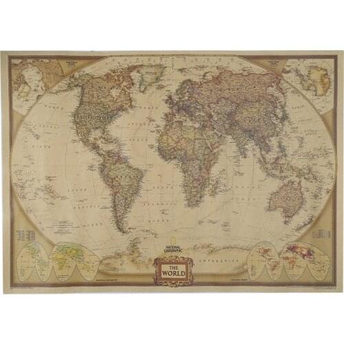 Vintage Retro Matte Kraft Paper World Map Antique Poster Wall Sticker Home DecorRetailsale