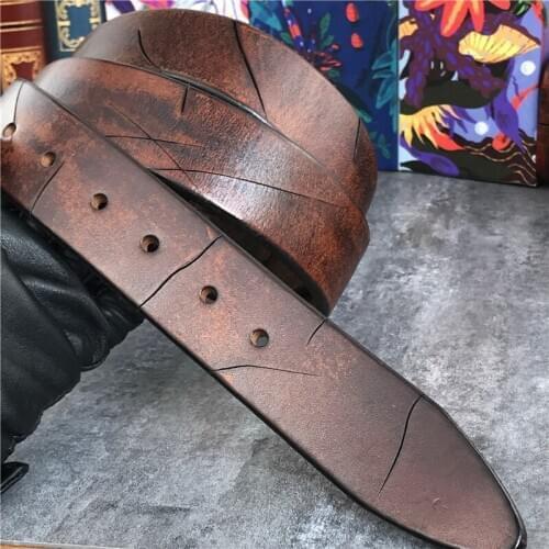 Retro Cowboy Western Belts Wide Top Thick Leather Men Belt Without Buckle Cinturon Mujer Mens Leather Belts Without Buckles SP11