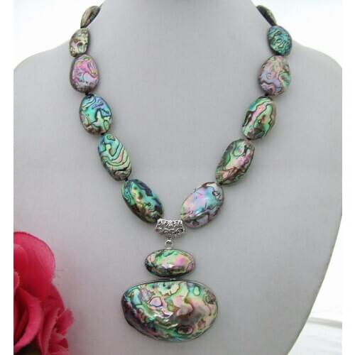Y·YING 34x55MM Paua Abalone Shell Pendant Necklace