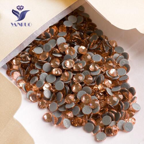 YANRUO 2058HF SS20 4.6-4.8mm Light Peach Loose HotFix Adheseive Strass Flatback Applique Rhinestones For Shoes