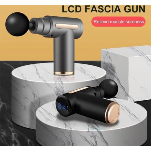 LCD Electric Fascia Mssager Gun Muscle Deep Massage Body Relaxation Pain Relief For Fitness Portable Massager Health Care Tools