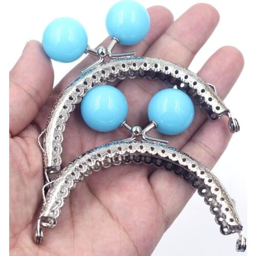 30PCS 8.5cm Ruffled Arch Purse Frames Kiss Clasps Clutch Buckle Handbag Handle Blue Ball DIY Luggage Crafts Hardware Accessories