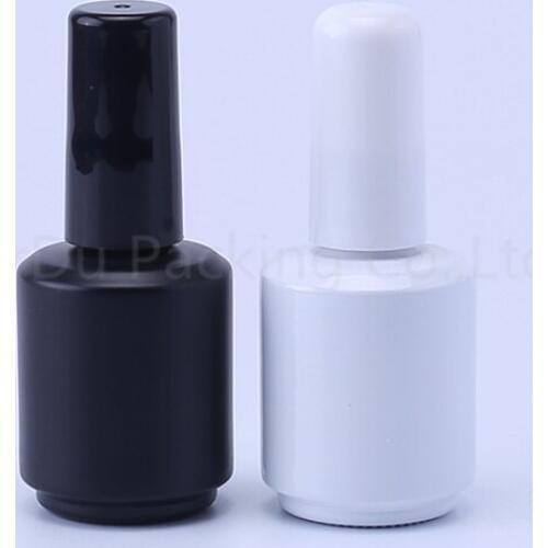 500pcs/lot 15ml Empty Black Nail Polish Bottle &Small Brush Nail Art Container Glass Nail Oil Bottles