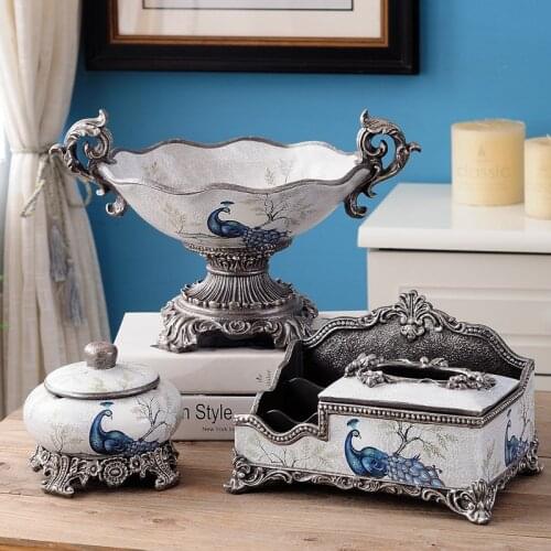 American Ins Fruit Plate Tissue Box Ashtray Resin Accessories Home Livingroom Figurines Crafts Hotel Coffee Table Ornament Decor