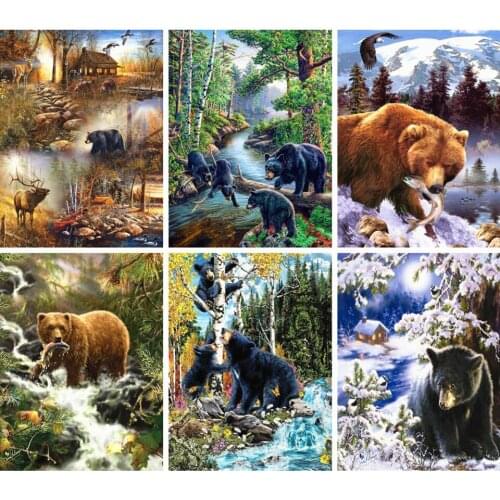 AZQSD Diamond Painting Full Suqare Bear Embroidery Animal Handmade Home Decor Gift Rhinestones Needlework 5d Cross Stitch Kits