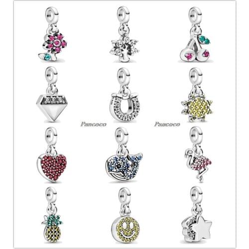 Authentic 925 Sterling Silver My Love Smile Flamingo Girl Pride Whale Me Charms Bead Fit Pandora Bracelet & Necklace Jewelry