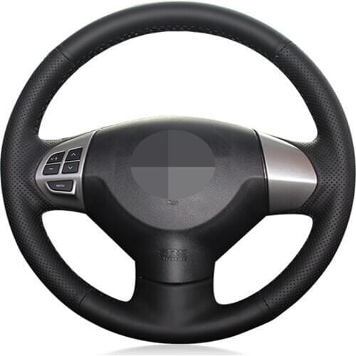 Car Steering Wheel Cover Hand-Stitched Black Genuine Leather For Mitsubishi Lancer X 10 Outlander ASX Colt Citroen C- Crosser