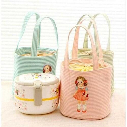 Cylindrical Insulation Lunch Bag For Women Student Kid Thermal Insulated Lunch Box Tote Picnic School Food Storage Cooler Bag