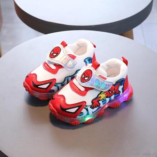 Kids Spiderman children LED sneakers girls boys tenis kids shoes Casual Fashion Sneakers Toddler Leather Children Sport Shoes