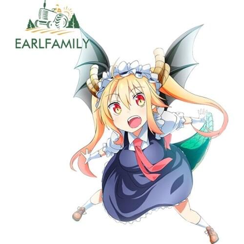 EARLFAMILY 13cm x 9.5cm for Miss Kobayashis Dragon Maid Auto Decal Bumper Window Car Stickers Anime Fashion JDM Assessoires