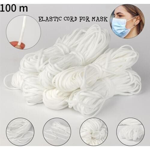 3MM 10-100 Meters White/Black Thin Round Elastic Bands Elastic Rope For Masks Garment Elastic Tape For DIY Sewing Accessories