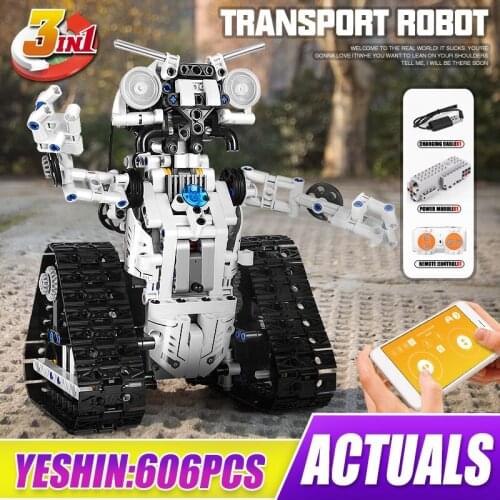 MOULD KING 15046 RC Transbot Electric Building Blocks Remote Control 3 in 1 Intelligent Robot Bricks Toys For Children