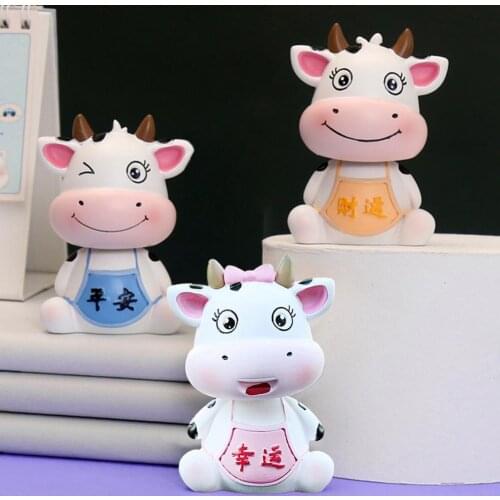 Compact Reliable Decoration Miniature Cow Resin Miniature Cow Eye-Catching Interior Decor
