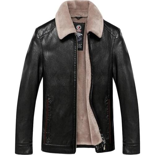Haining integrated fur coat mens short leather jacket