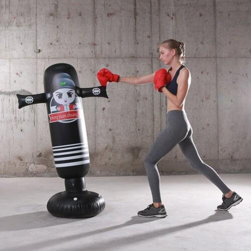 Inflatable Punching Bag Gym Fitness Boxing Training Sandbag Stress Relief Toys Air Pump Fight Column Punching Bag Fitness Tool