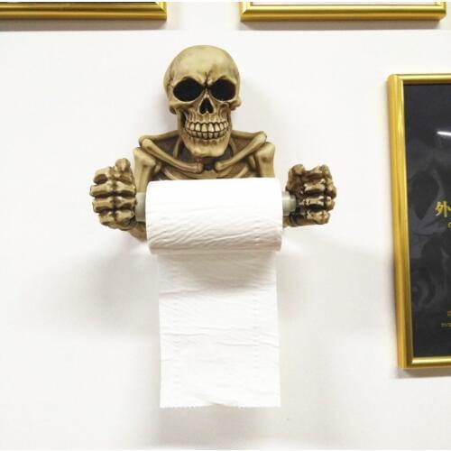 Tissue Holder Novelty Skull Shape Wall Hanging Kitchen Bathroom Toilet Roll Paper Towel Rack Plastic Holder Home Supplies