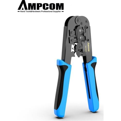 AMPCOM Ratcheting Rj45 Crimp Tool, 8P/RJ45 6P/RJ12 RJ11 Cat5e Cat6 Crimping Tool Rj45 Crimper Tool, Cut, Strip Tool