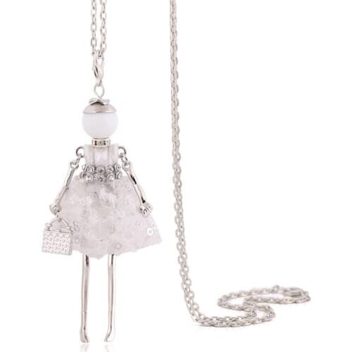 French Doll Necklace For Women Dress Long Pendant Girl Fashion Jewelry Cute Lady Gift Necklace Lovely Charm Bohemian Accessory