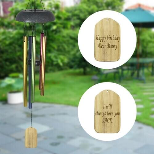 Personalized Multi-Colored Wind Chimes Outdoor Yard Garden Home Decoration With Heart Or Square Shape Wood Pendant JSYS