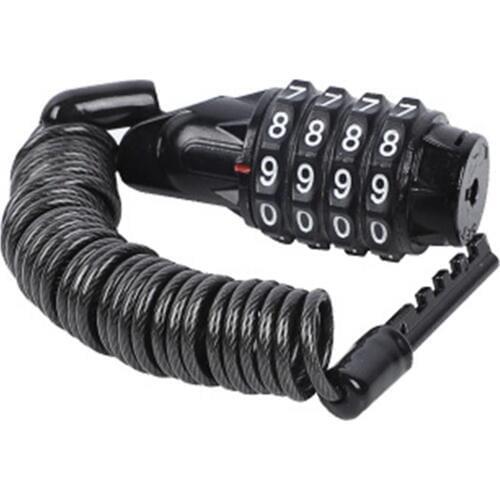 Portable Mini Bicycle Lock Security 4 Digit Resettable Combination Coiling Cable Lock - Black For kugoo Electric scooter