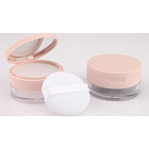 Portable Plastic Loose Powder Box With Mirror Handheld Empty Pot With Sieve Cosmetic Travel Makeup Jar Sifter Container