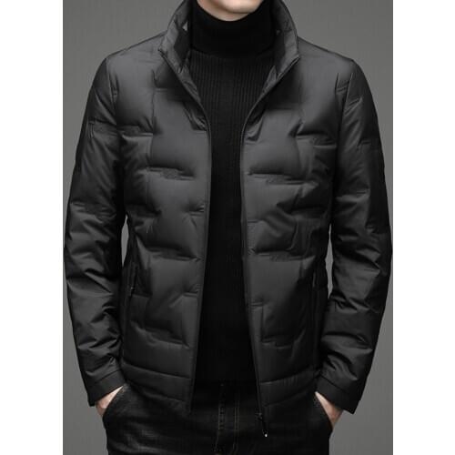 Down Jacket Winter Mens Business Casual Stand Collar Cold-Proof Warm Coat 90% White Duck Down Clothes